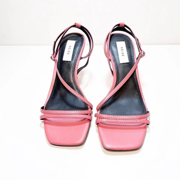 Reiss Bali Leather Strappy Sandal Heel in Coral size 6 - Picture 4 of 8